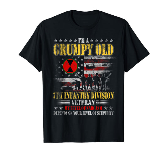 Grumpy Old 7th Infantry Division Flag Military Father's Day T-Shirt