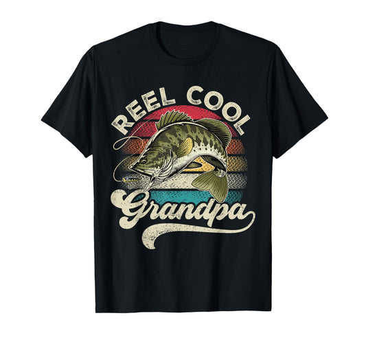 Reel Cool Grandpa Fishing Vintage Retro Father's Day Men Dad T-Shirt