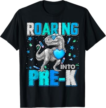 Roaring Into Pre K Dinosaur T Rex Back To School Boys T-Shirt