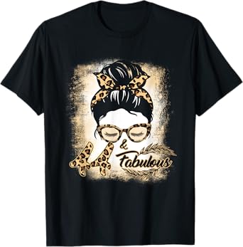 44th Birthday Gift Women Girls 44 Year Old Fabulous Leopard T-Shirt