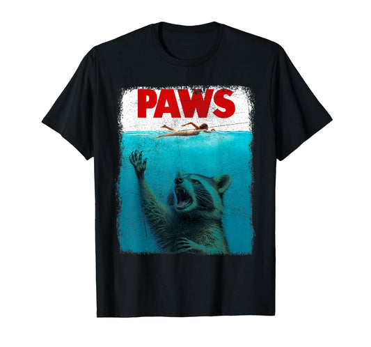 Raccoon Paws Funny Swimming Shark Vintage Retro Humor T-Shirt