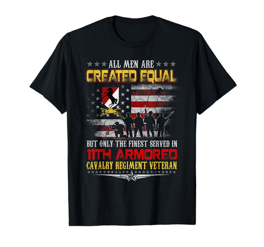 All Men Are Created Equal 11th Armored Cavalry Veteran Flag T-Shirt