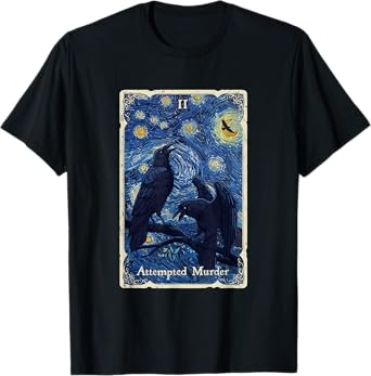 Attempted Murder of Crows Tarot Card Starry Night Van Gogh T-Shirt