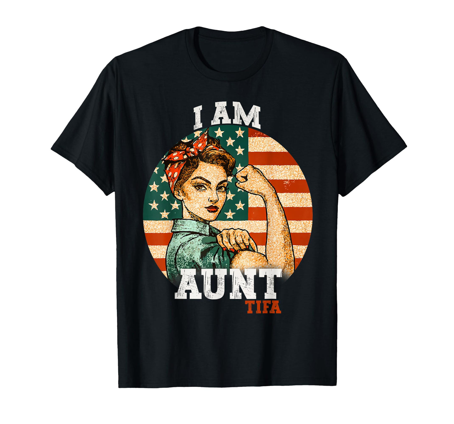 Vintage I Am Aunt Tifa Woman's Girl America Flag Design T-Shirt