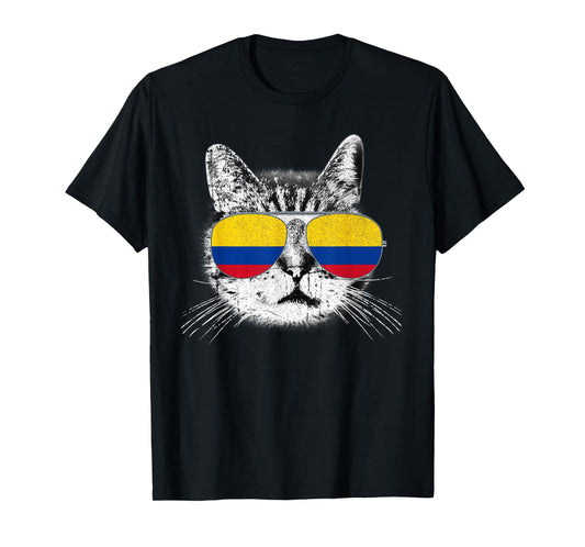 Colombia Flag Cat Colombian T-Shirt Men Women Funny Pet Gift T-Shirt