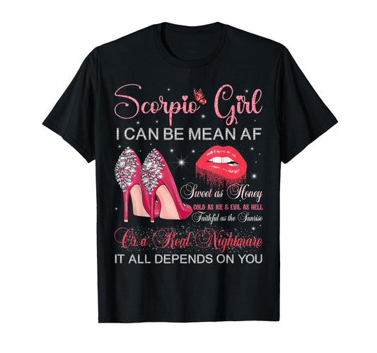 Scorpio Girl Birthday High Heels Dripping Lips Butterfly T-Shirt