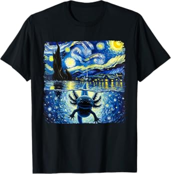 Graphic Axolotls Starry Night Outfit Van Gogh Axolotl Animal T-Shirt