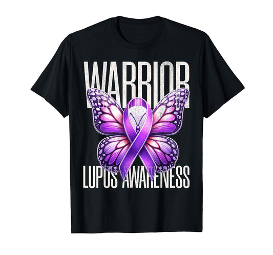 Lupus Awareness Warrior Survivor Purple Butterflies T-Shirt