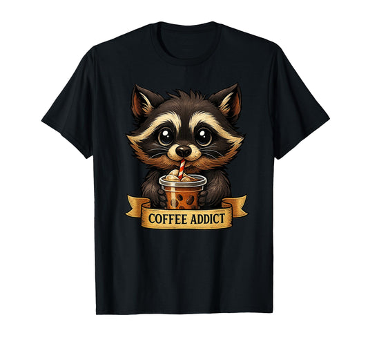 Cute Raccoon Drink Coffee Funny Gifts for Men Women Teen Kid T-Shirt