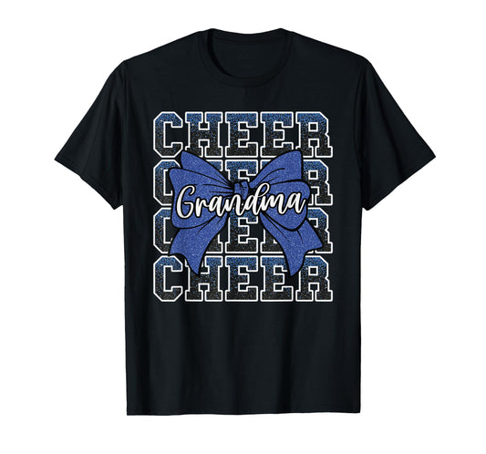 Cheer Grandma Bow Sport Cheerleader Cheerleading Blue T-Shirt