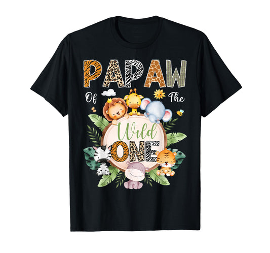 Papaw Of The Wild One 1St Birthday Safari Jungle Animal T-Shirt