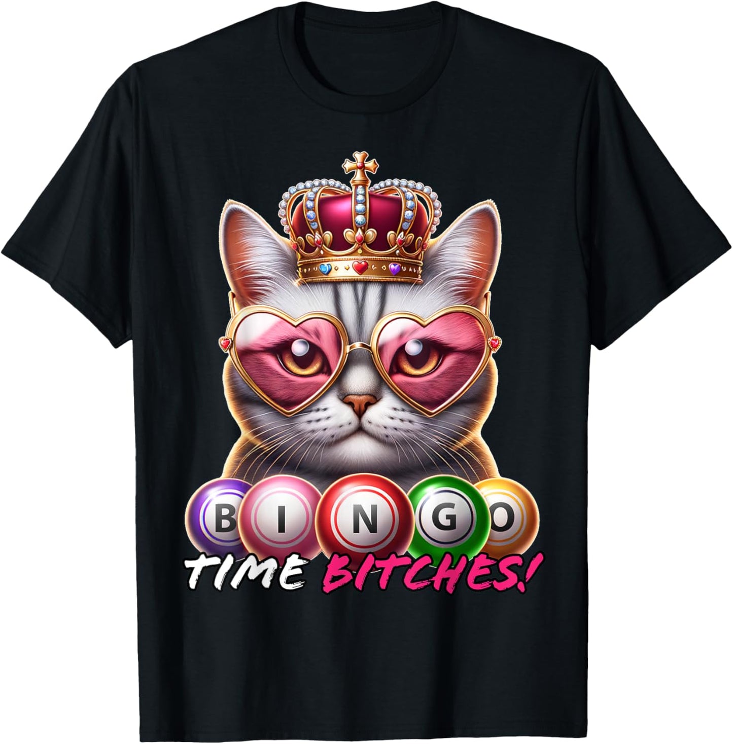 Bingo Time Bitches Black Cartoon Graphic Modern T-Shirt