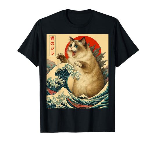 Catzilla Ragdoll Cat Japanese Art Funny Gifts Men Women Kid T-Shirt