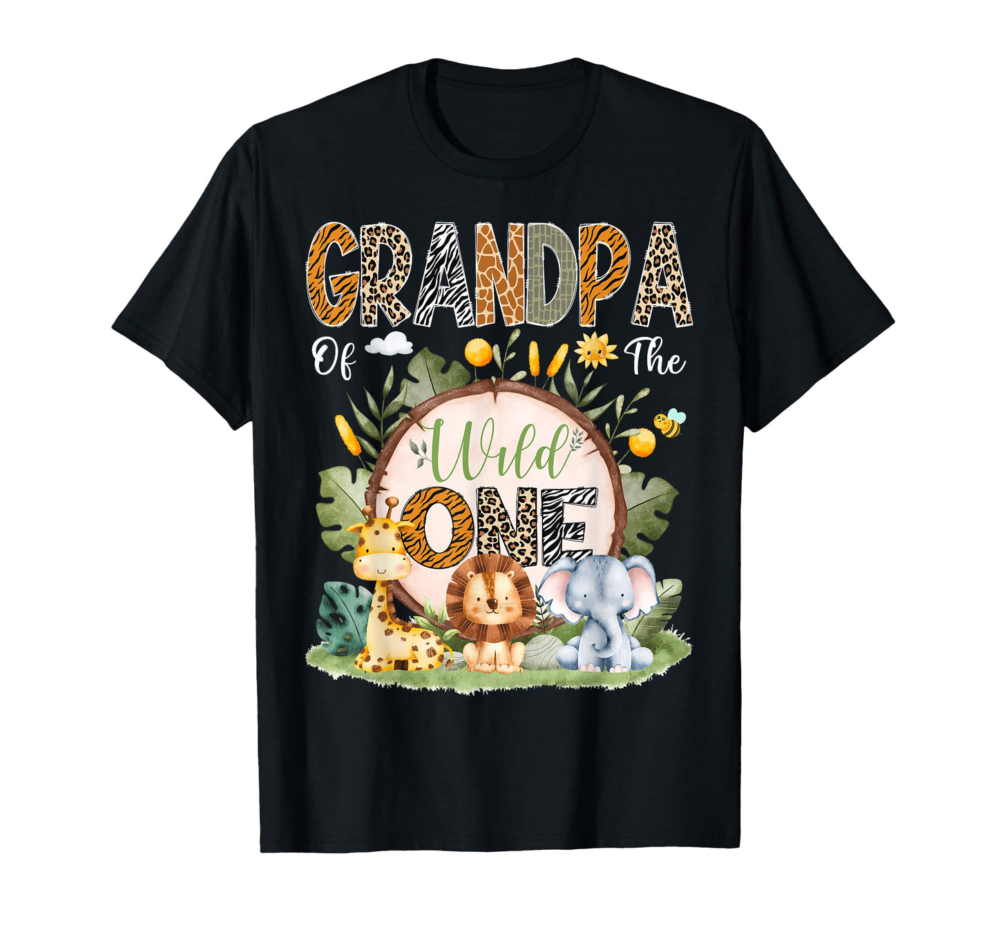 Grandpa Of The Wild One 1St Bday Safari Jungle Animals T-Shirt