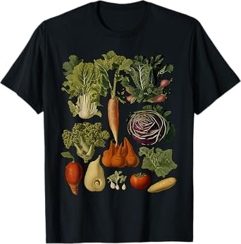 Cottagecore Vintage Vegetables Art Veggie Vegan Gardening T-Shirt