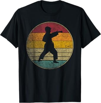 Karate Vintage Distressed Retro Silhouette 70s 80s Kids Boys T-Shirt