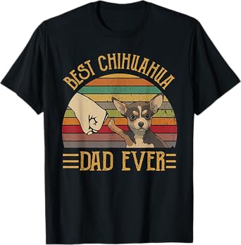 Best Chihuahua Dad Ever Retro Vintage Sunset T-Shirt