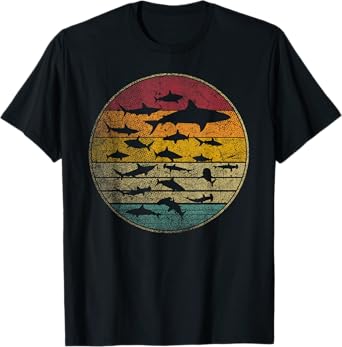 Shark Vintage Distressed Retro Style Silhouette Men Women T-Shirt