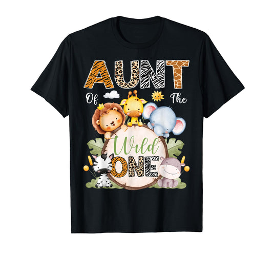 Aunt Of The Wild One 1St Birthday Boy Safari Jungle T-Shirt