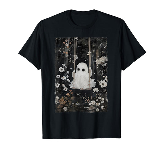 Cottagecore Ghost Swing Floral Aesthetic Halloween Spooky T-Shirt