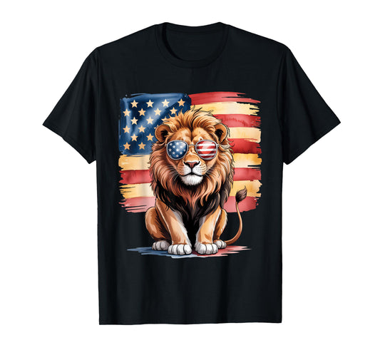American Flag Lion USA 4th Of July Patriotic Men Women T-Shirt