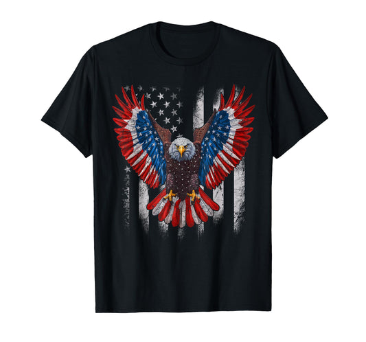 American Flag Bald Eagle 4th of July USA Patriotic Eagle T-Shirt