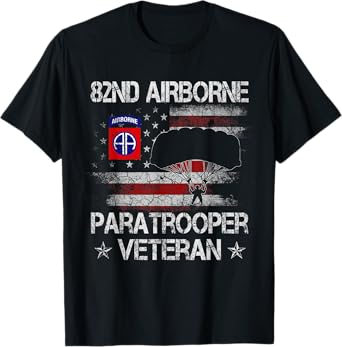 82nd Airborne Paratrooper Veteran Flag Tshirt, Veterans Day T-Shirt