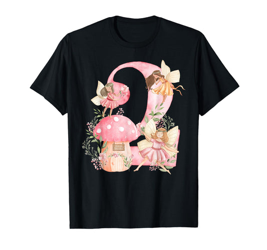 Kids Fairy 2nd Birthday Girl Party Magical Fairy Birthday T-Shirt
