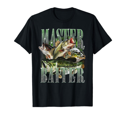 Master Baiter Bass Fishing Fisher Papa Dad Happy Fathers Day T-Shirt