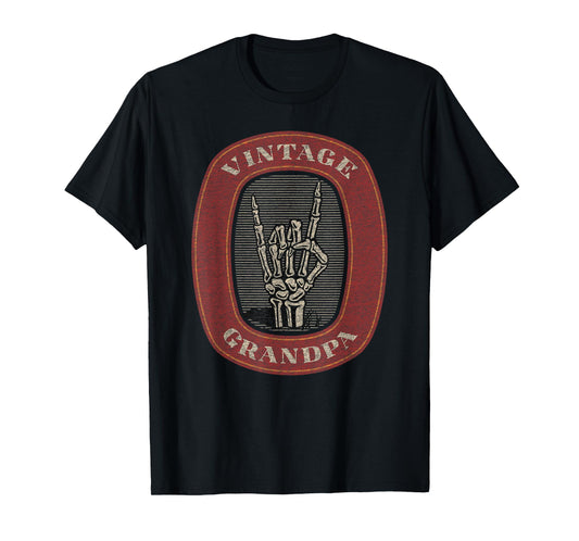 Funny Grandpa Vintage Graphic Skeleton Hand T-Shirt