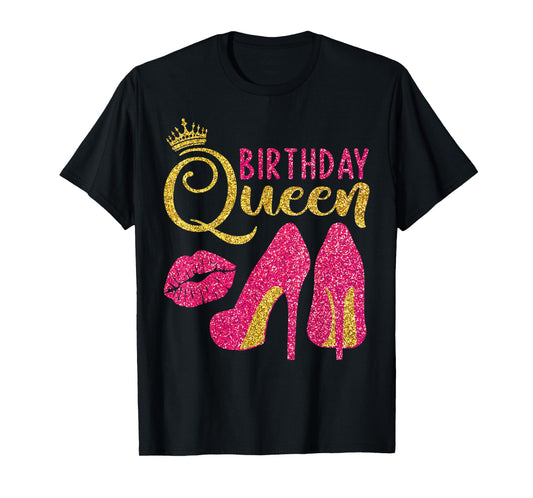 Birthday Queen Crew High Heels Women Girls Birthday Squad T-Shirt
