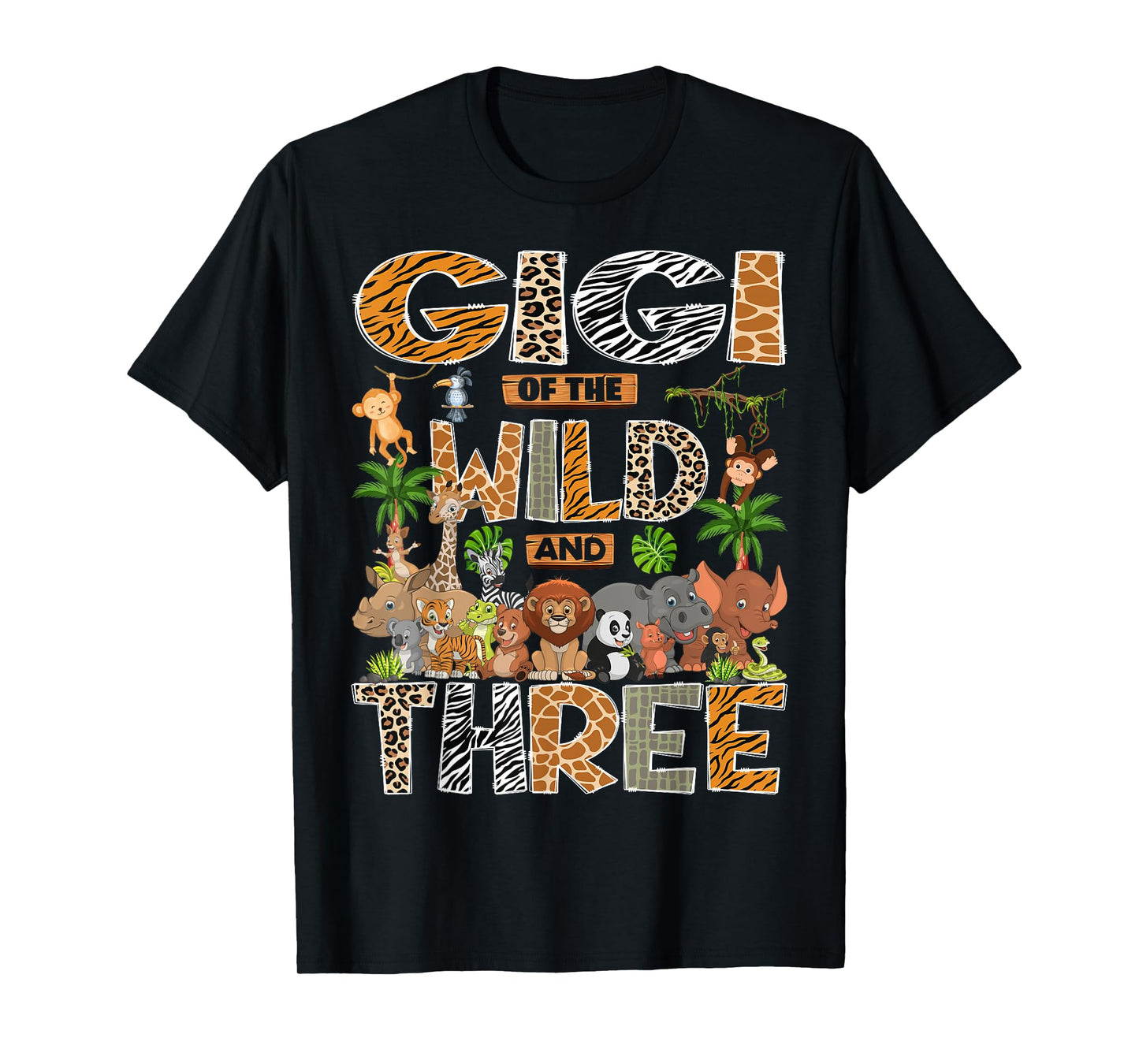 Gigi Of The Wild & Three 3Rd Birthday Boy Safari Jungle T-Shirt