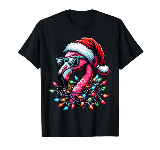 Funny Tropical Pink Flamingo Christmas in July Hawaii Summer T-Shirt