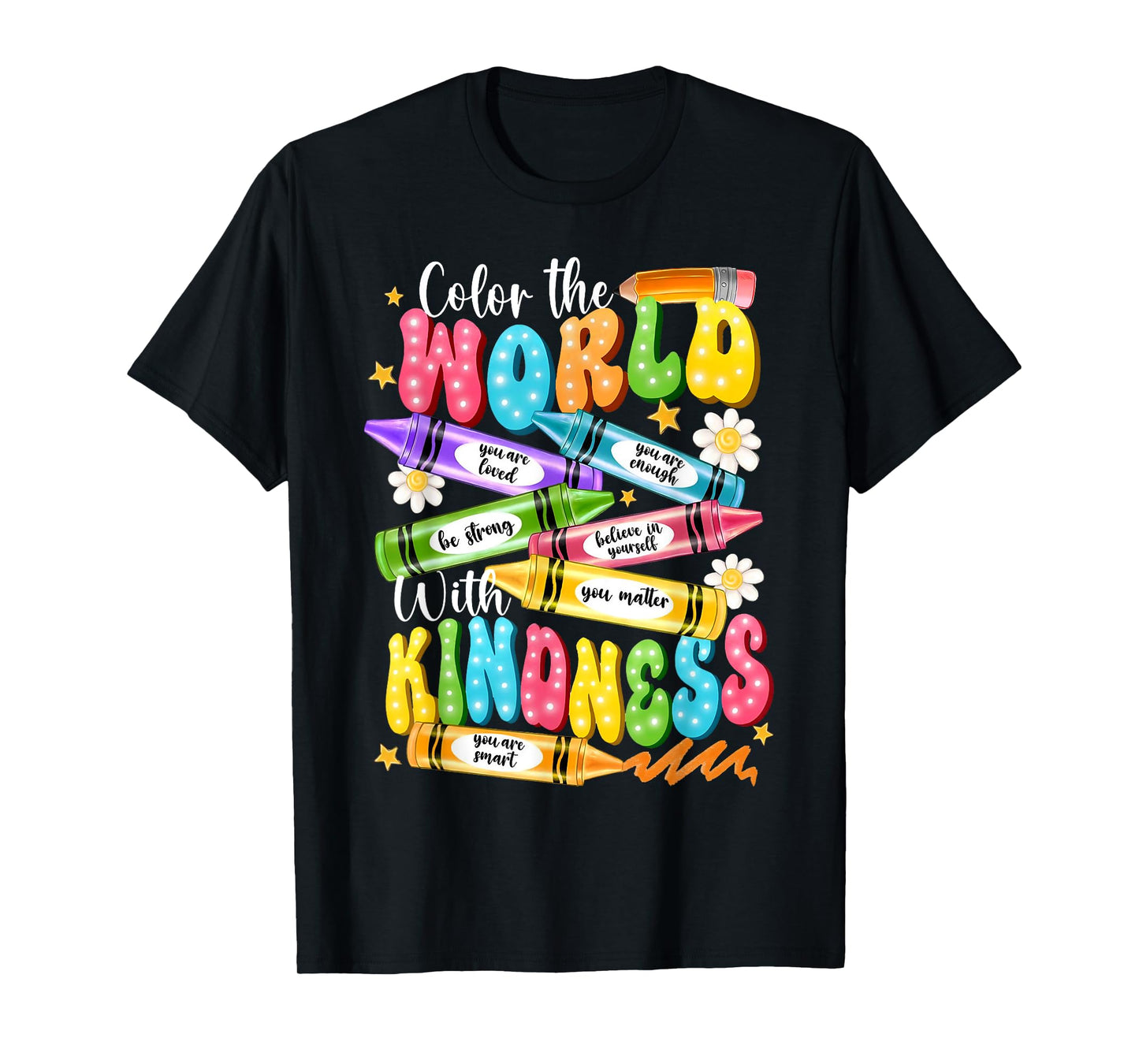 Color The World With Kindness Teacher Funny Back To School T-Shirt