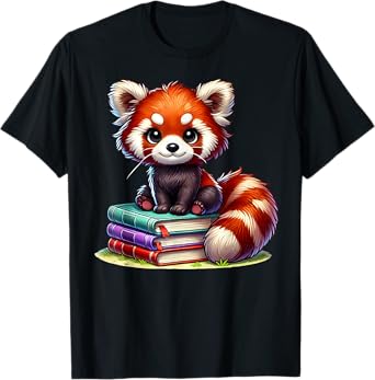Red Panda Books Lover Reading Bookworm T-Shirt