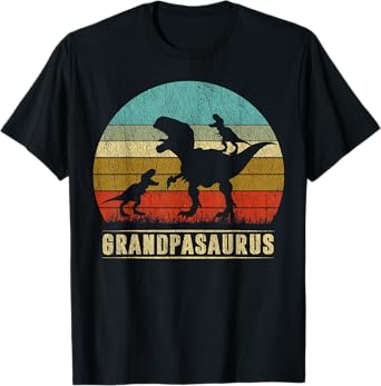 Grandpa Dinosaur Grandpasaurus 2 Two kids Father's Day T-Shirt