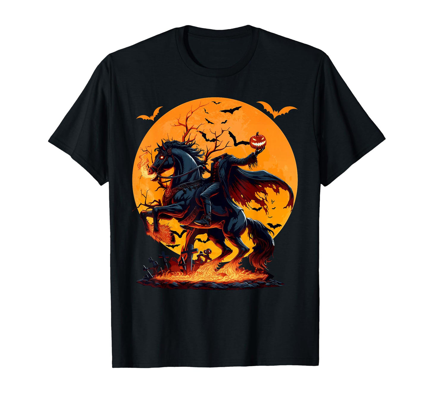 Headless Horse Rider & Pumpkin Happy Halloween Costume Day T-Shirt