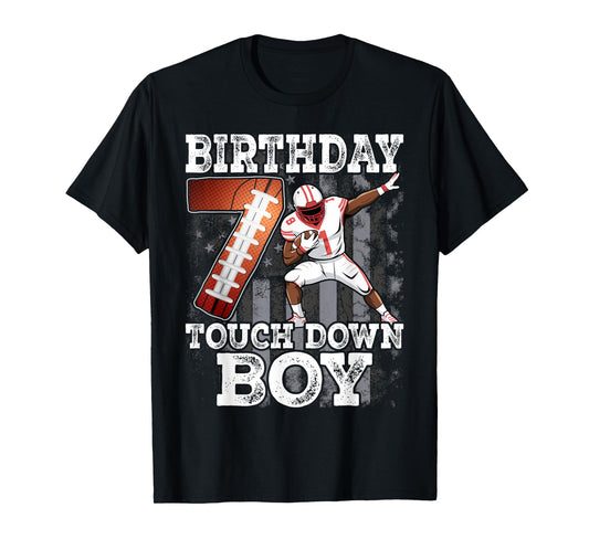 7th Birthday Football Boy - 7 Years Old Kid Football T-Shirt