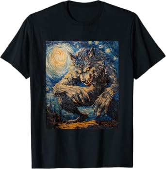 Werewolf Wolf Wolves - Van Gogh Style – Starry Night Graphic T-Shirt