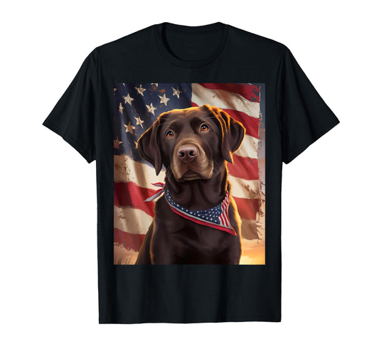 American Flag 4th of July Dog American Chocolate Labrador T-Shirt