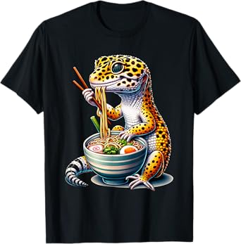 Leopard Gecko Ramen Eating Noodles Bowl Yummy Gecko T-Shirt