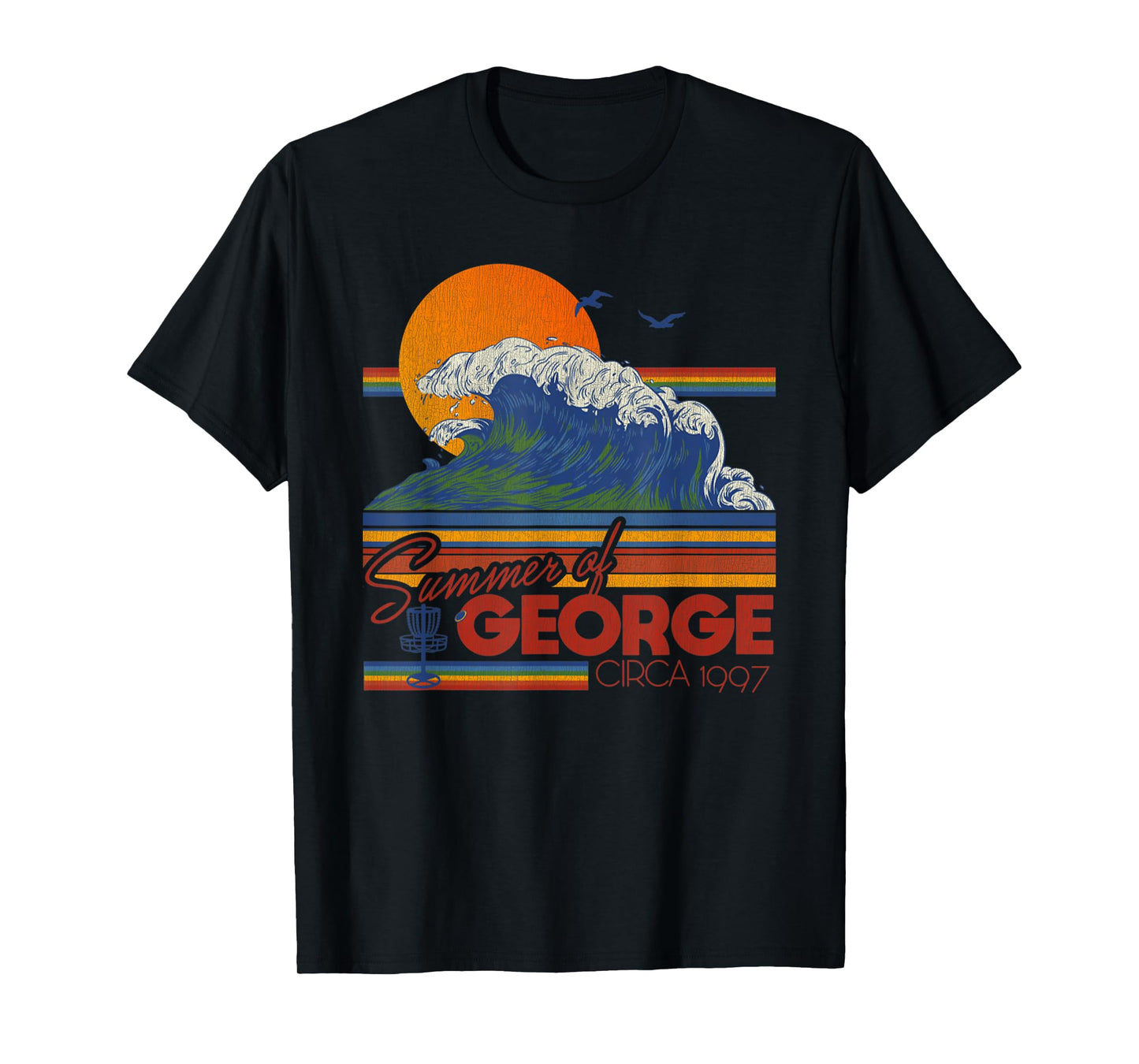 Vintage Retro The Summer Of George, Rainbow 90s Beach Wave T-Shirt