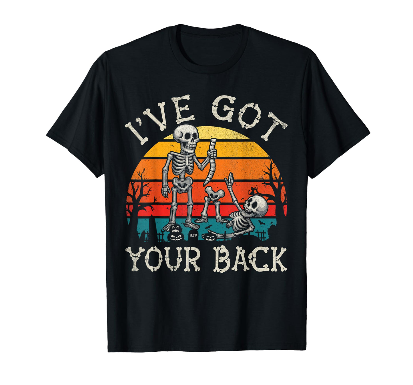 Retro I've Got Your Back Funny Halloween Skeleton Costume T-Shirt