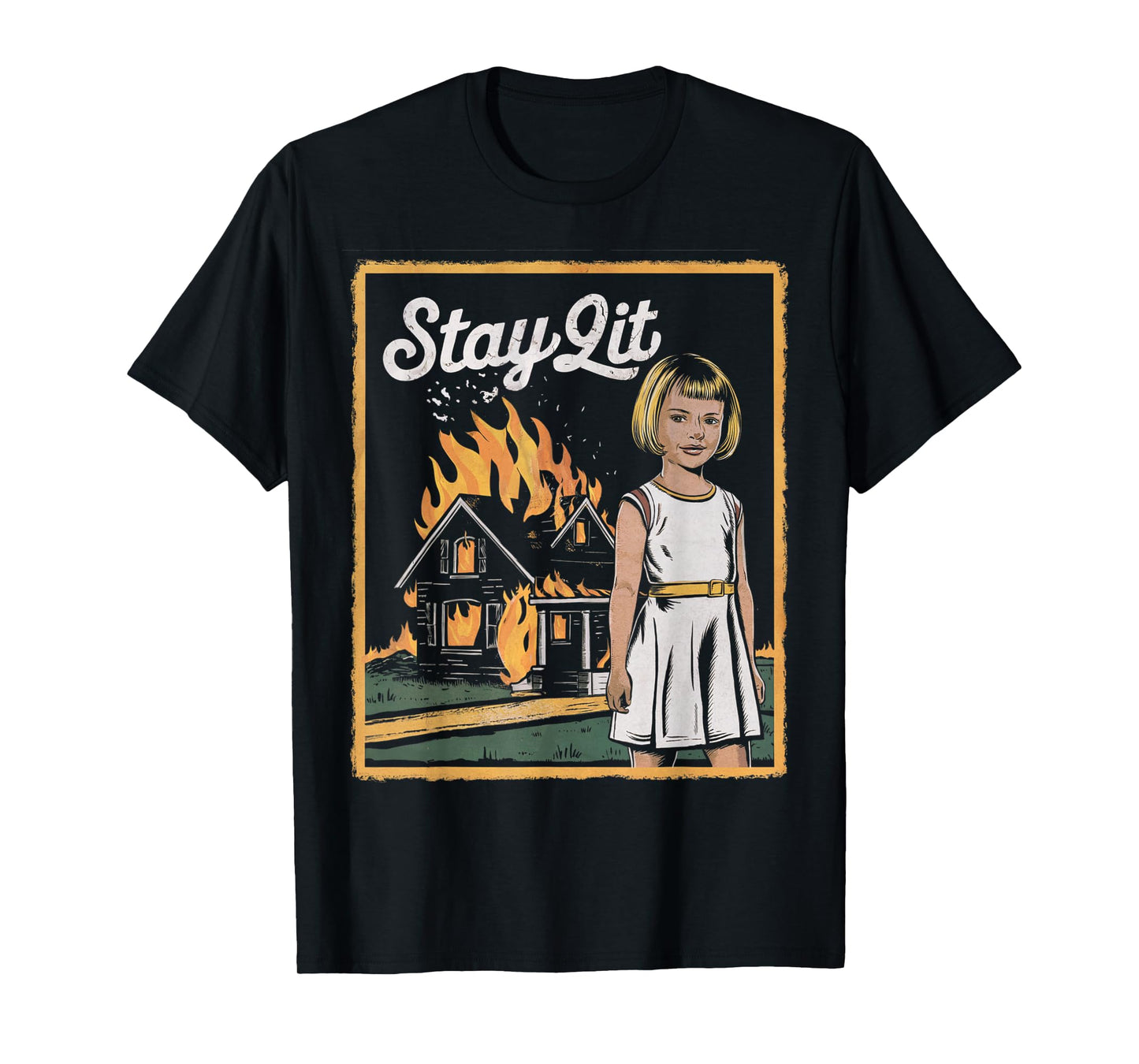 Vintage Horror Movie Lover Retro Halloween Shirt Stay Lit T-Shirt