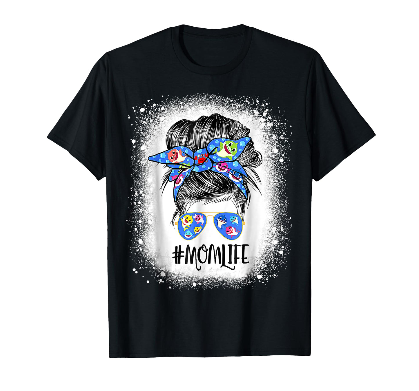 Mom Life Messy Bun Bleached Shark Mommy Mother's Day T-Shirt