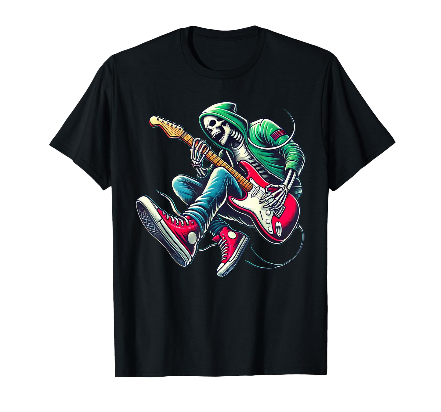 Skeleton Playing Guitar - Rock And Roll Graphic Band T-Shirt