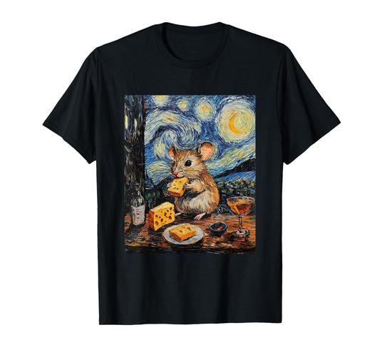 Cute Mouse Rat - Van Gogh Style - Starry Night Graphic T-Shirt