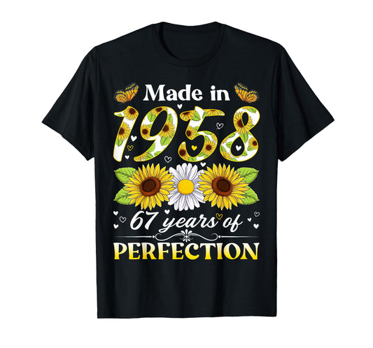 67 Years Old 1958 Sunflower Floral 67th Birthday Women T-Shirt