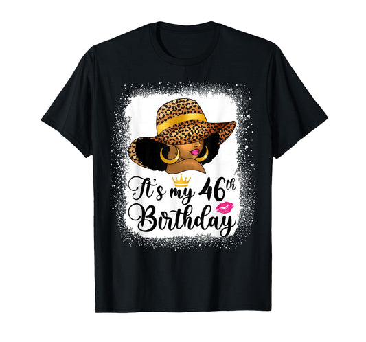 African American Woman It's My 46th Birthday Black Queen T-Shirt