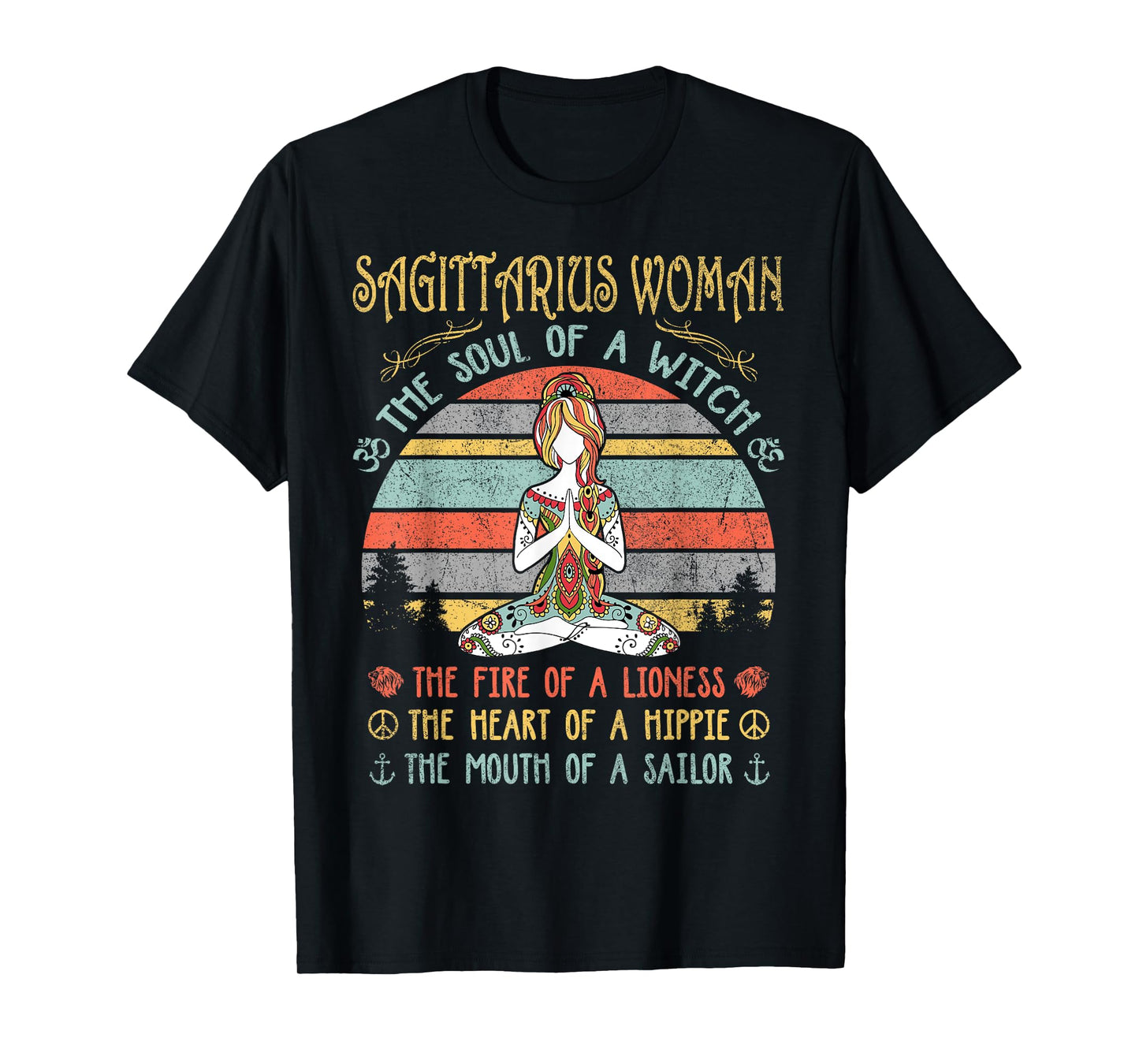 Sagittarius Woman The Soul Of A Witch Vintage Birthday T-Shirt